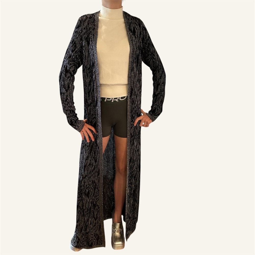 MISSONI Maxi Duster Cardigan Black & Silver IT44🌸